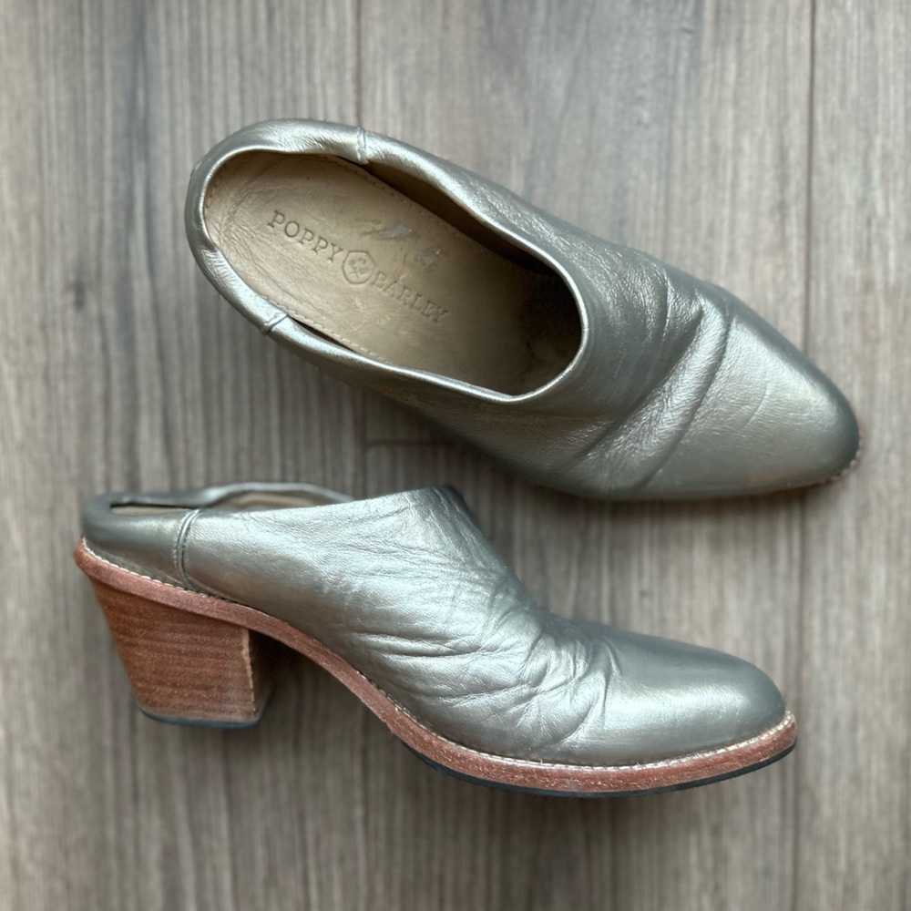 COPY - Poppy Barley Metallic Heeled Mules | 38